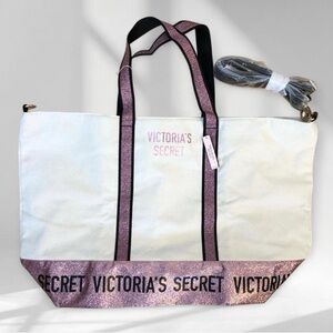 Victoria's Secret Glittery Pink and White Tote